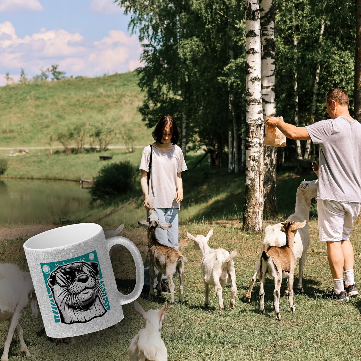 Lustiger Otter mit Sonnenbrille Kaffeebecher