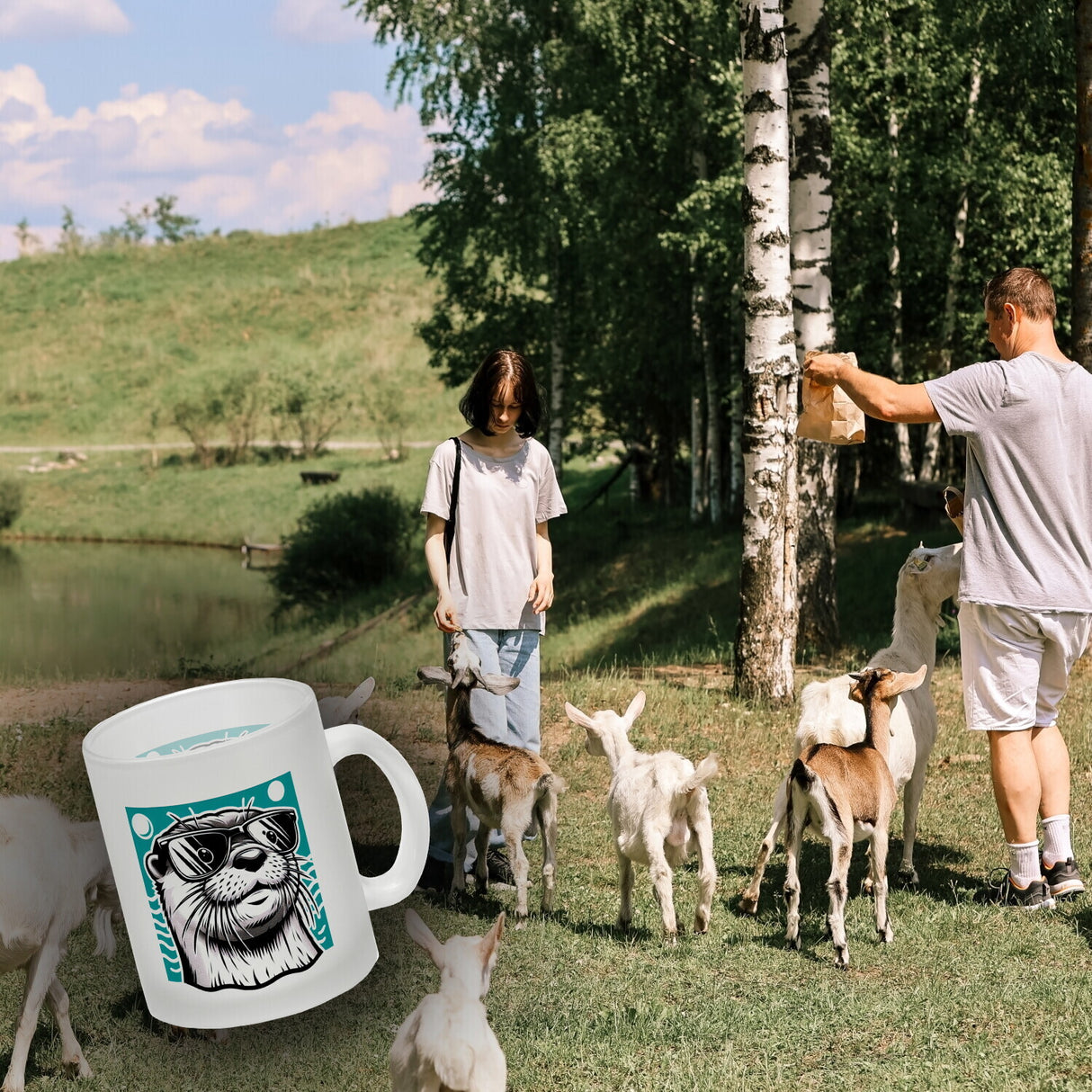 Lustiger Otter mit Sonnenbrille Kaffeebecher