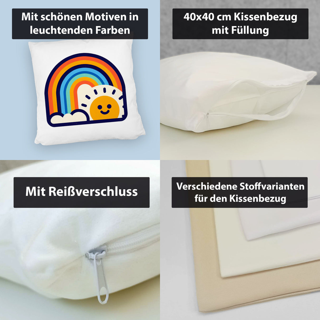 Regenbogen mit Sonne Kissen