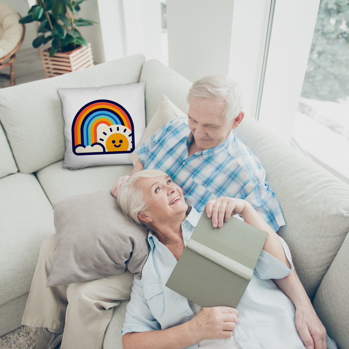 Regenbogen mit Sonne Kissen