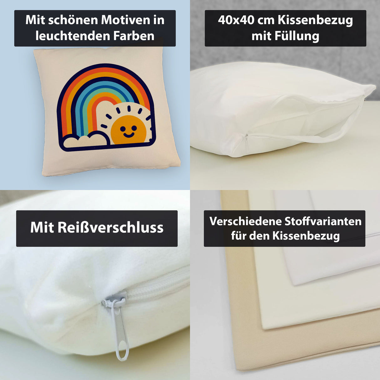 Regenbogen mit Sonne Kissen