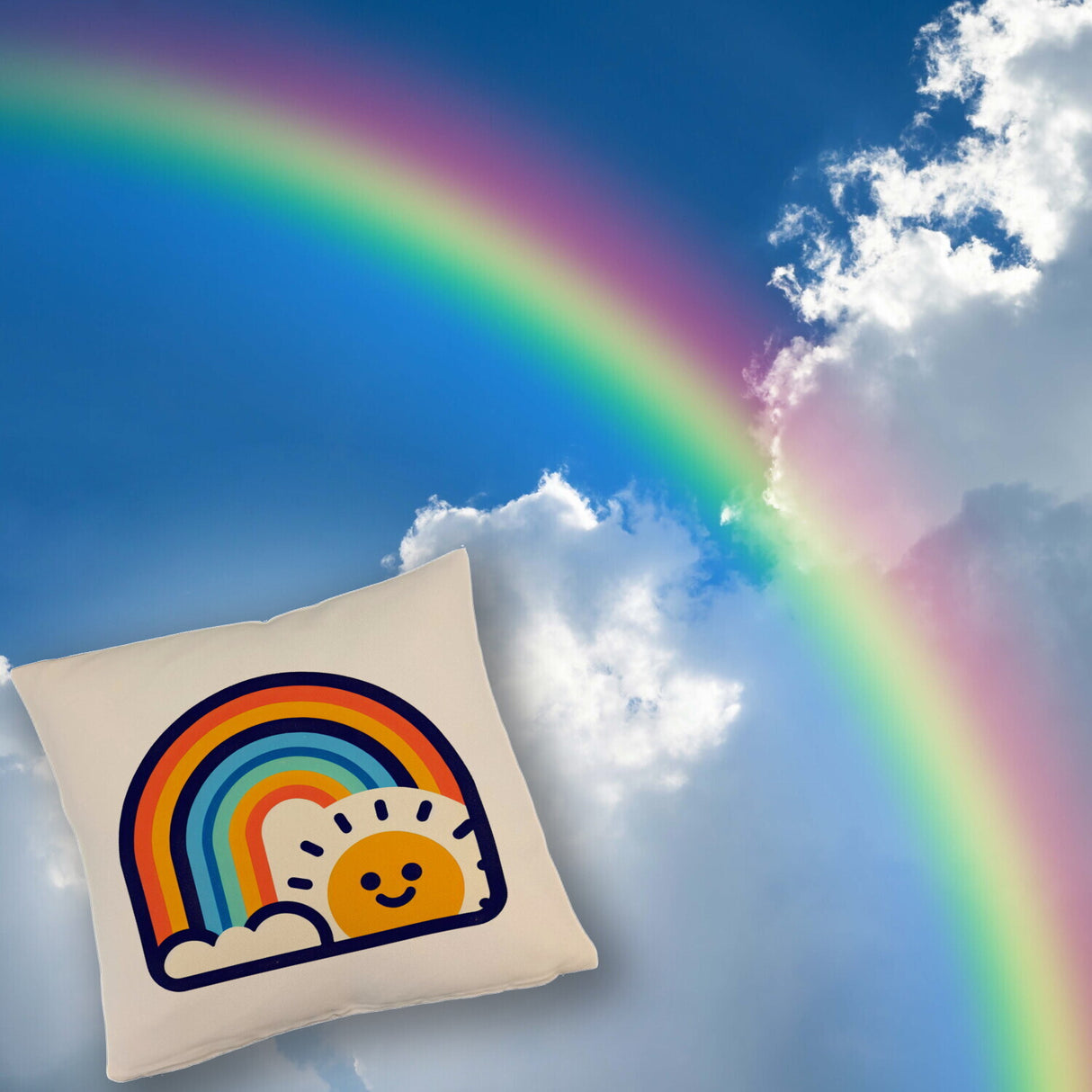 Regenbogen mit Sonne Kissen