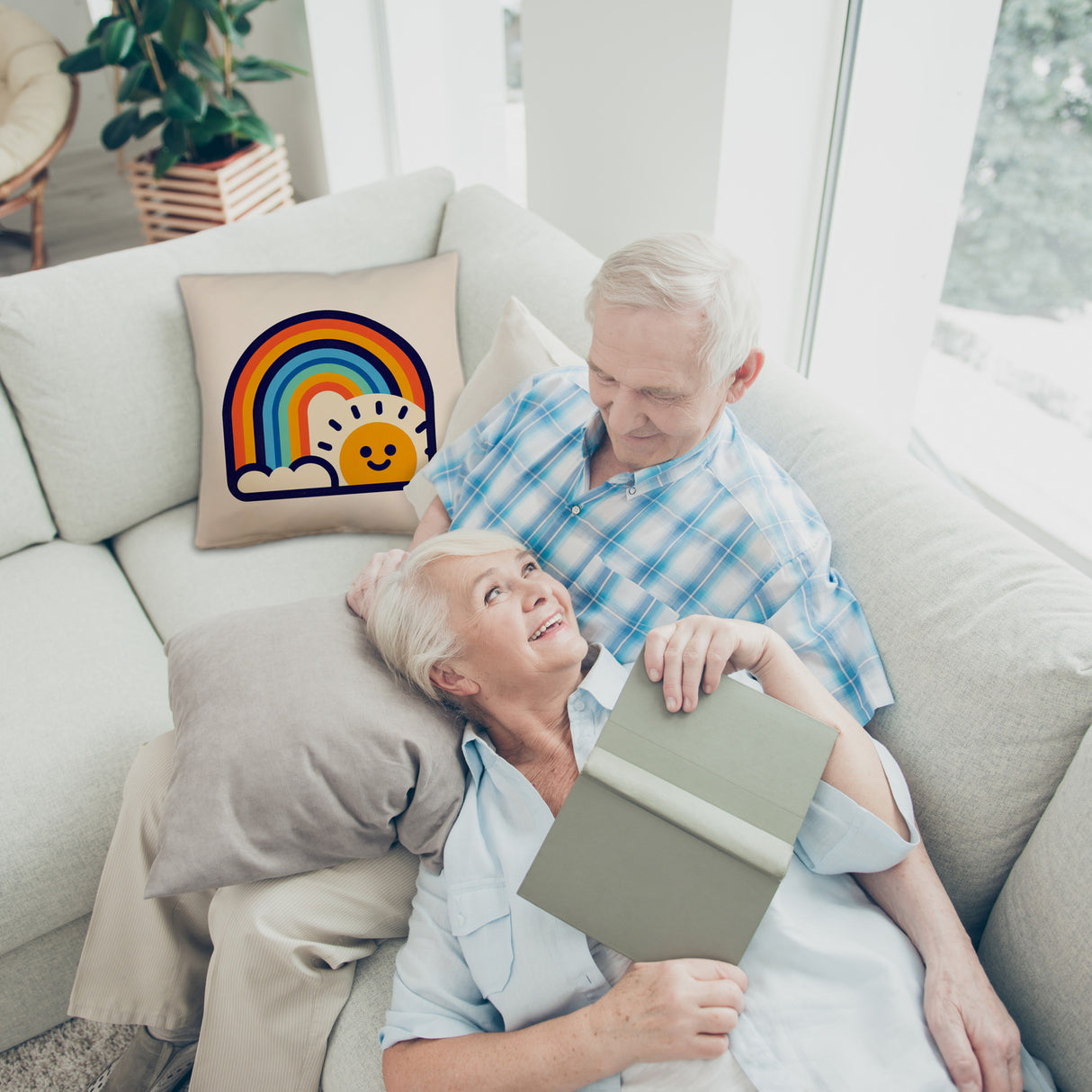 Regenbogen mit Sonne Kissen