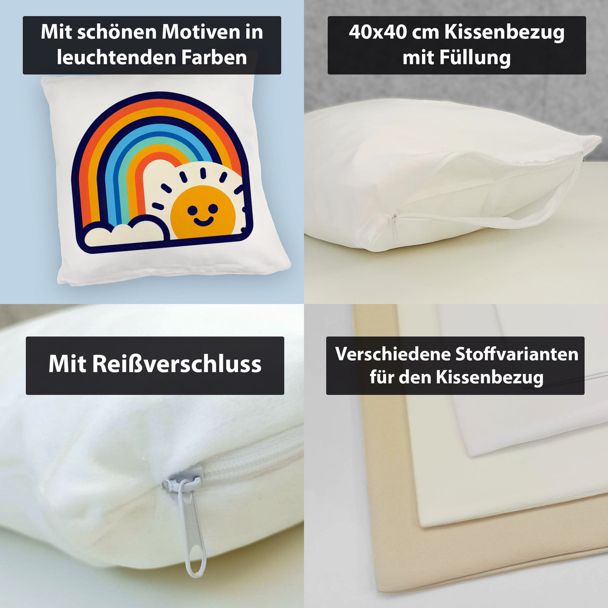 Regenbogen mit Sonne Kissen