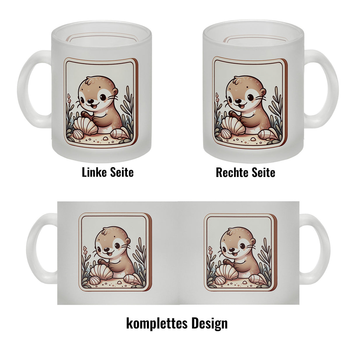 Baby Otter mit Muschel Retro Kaffeebecher