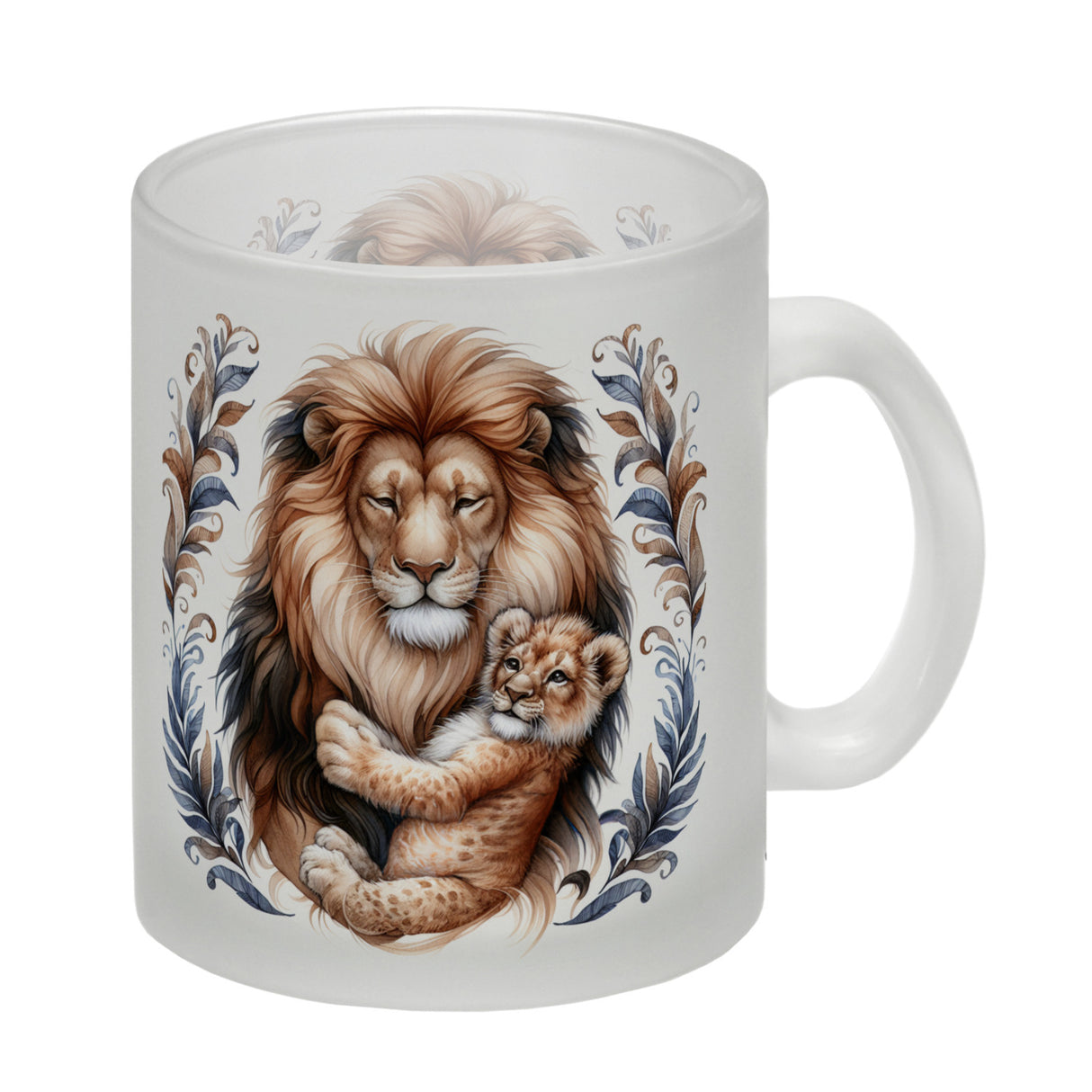 Löwenpapa mit Baby Kaffeebecher