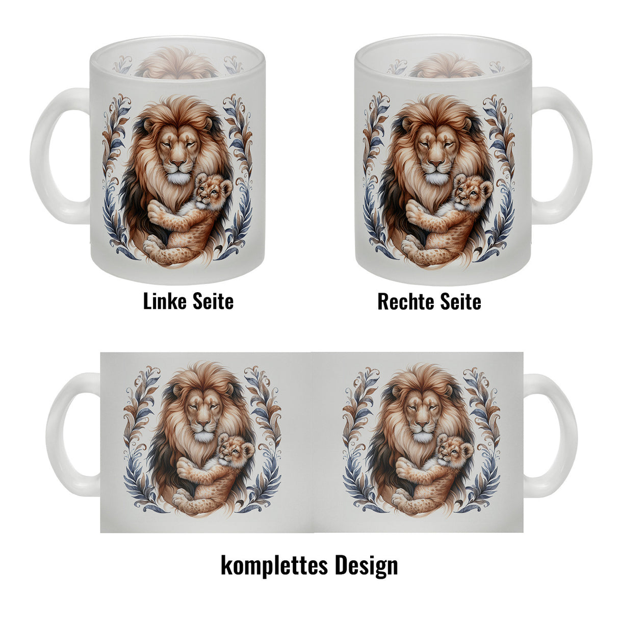 Löwenpapa mit Baby Kaffeebecher