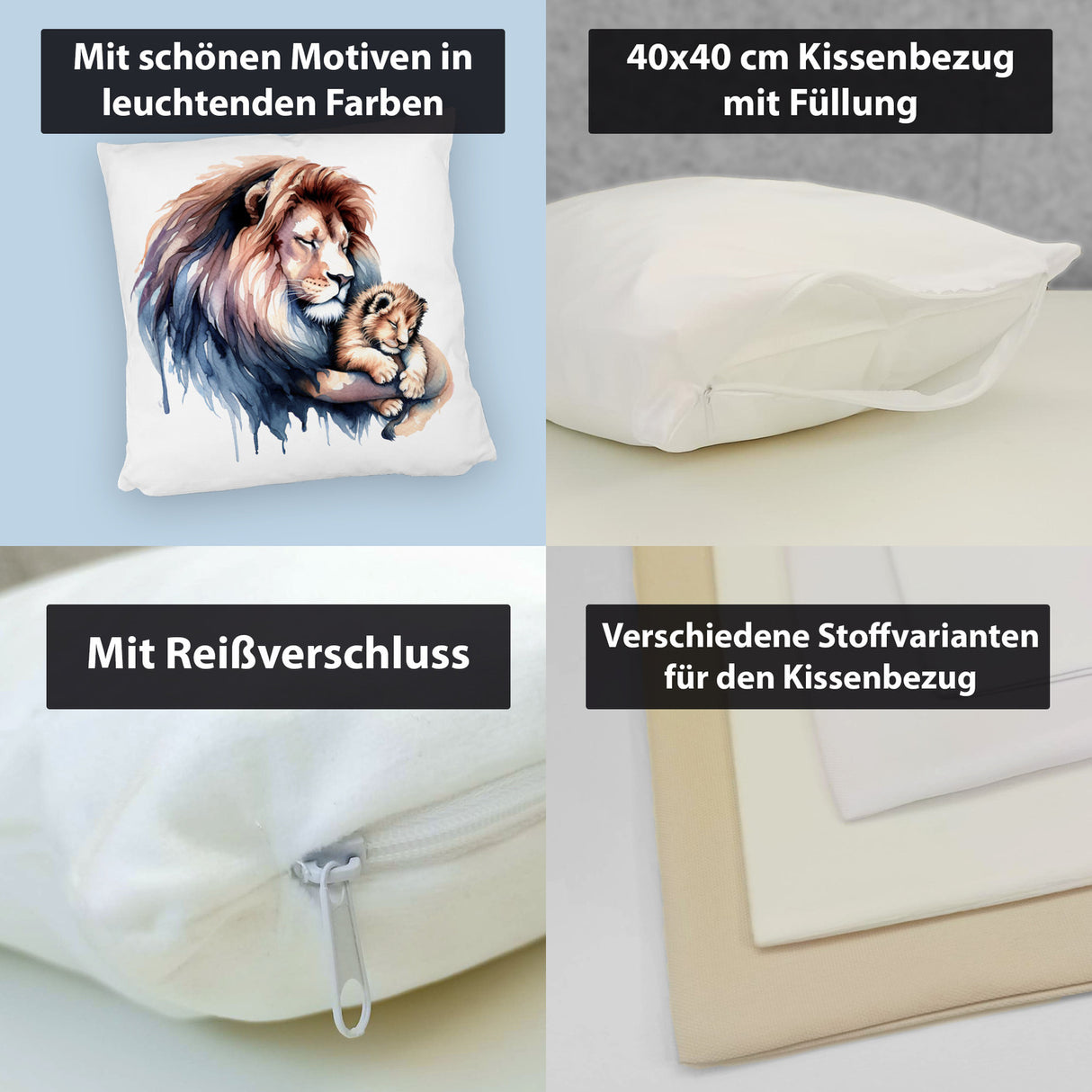 Schlafender Löwenpapa mit Löwenbaby Kissen