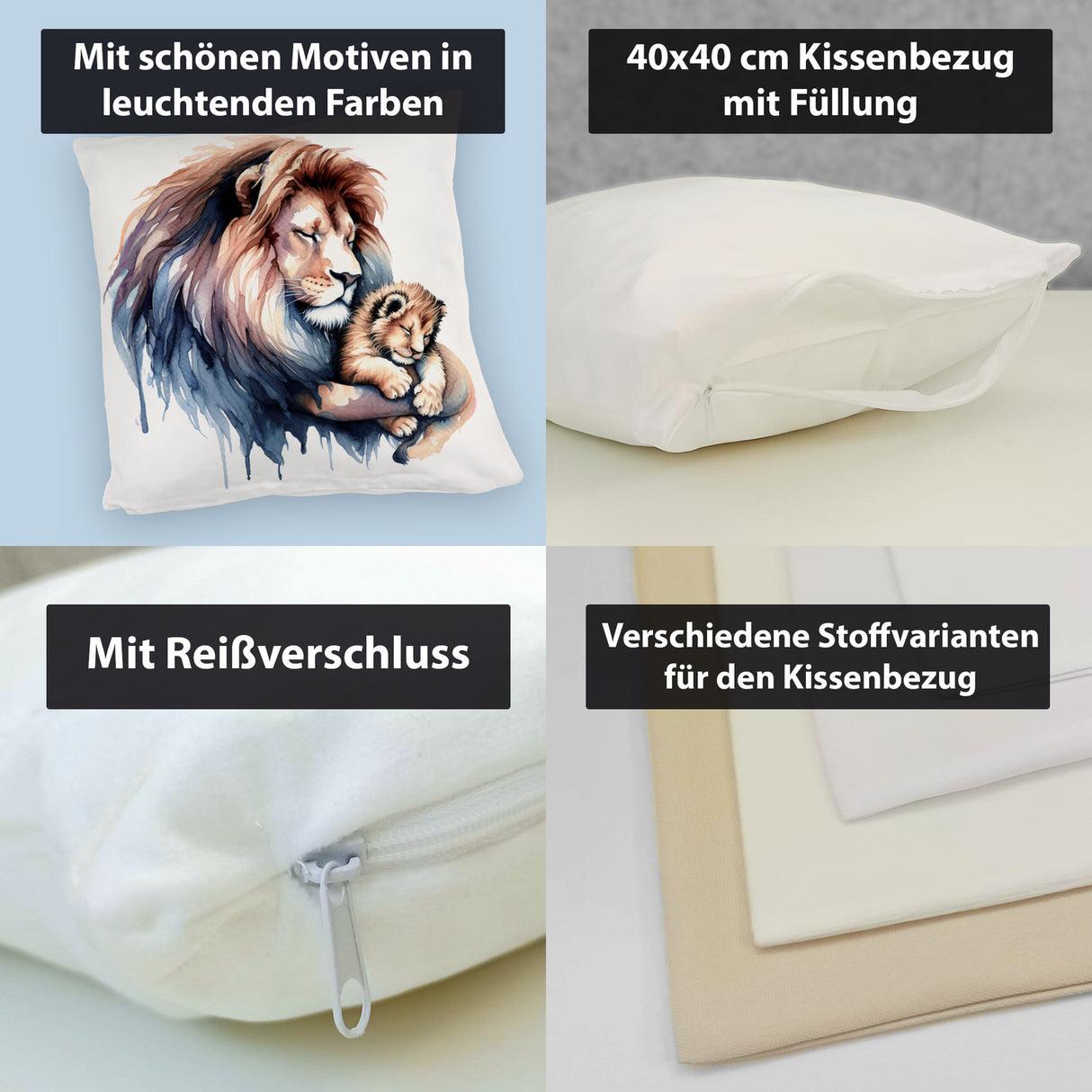 Schlafender Löwenpapa mit Löwenbaby Kissen