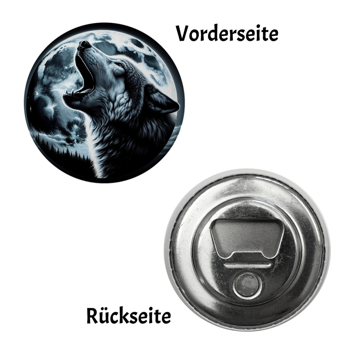 Wolf im Mondschein Magnet rund