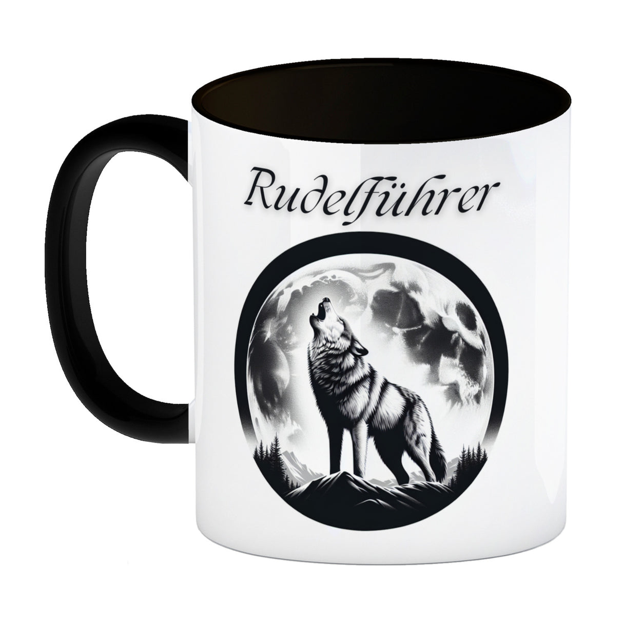 Wolf im Mondschein Rudelführer Kaffeebecher