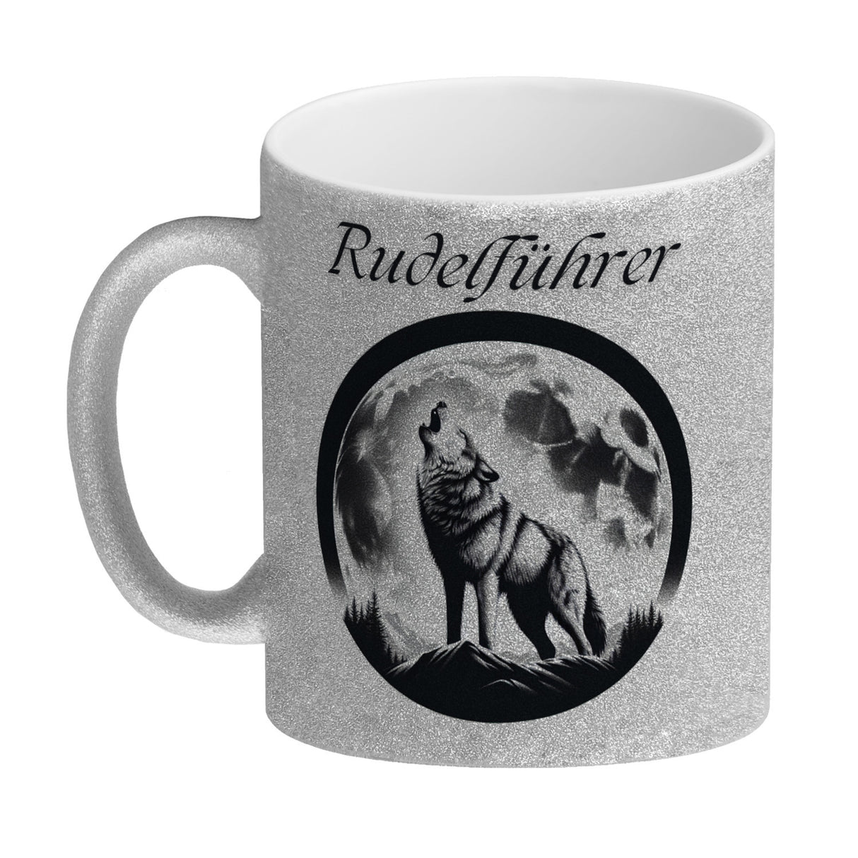 Wolf im Mondschein Rudelführer Kaffeebecher