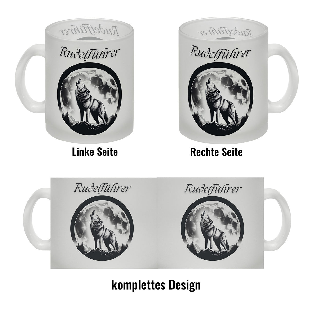 Wolf im Mondschein Rudelführer Kaffeebecher