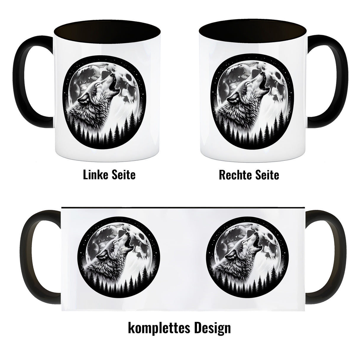 Heulender Wolf im Mondschein Kaffeebecher