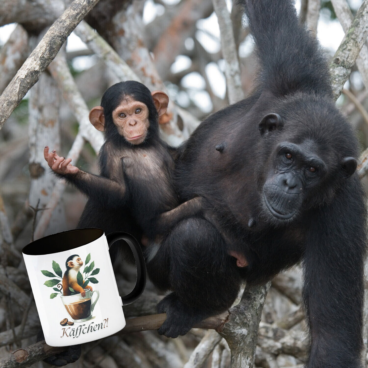 Käffchen - Affe in einer Kaffeetasse Kaffeebecher