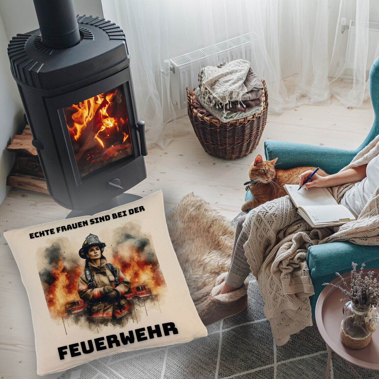 Echte Frauen sind bei der Feuerwehr Kissen