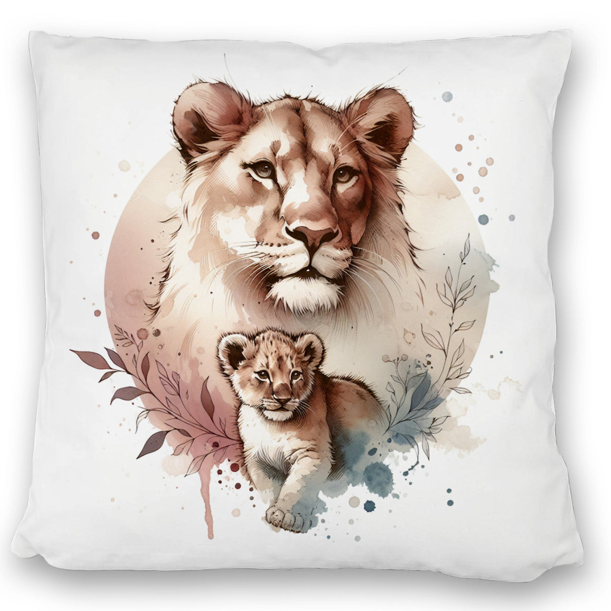 Löwin mit Baby Kissen