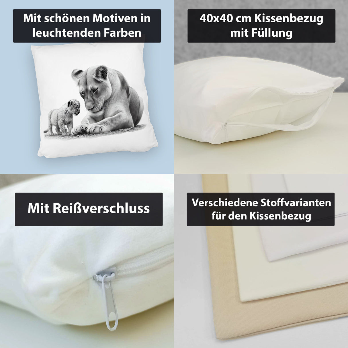 Liegende Löwin mit Babylöwe Kissen