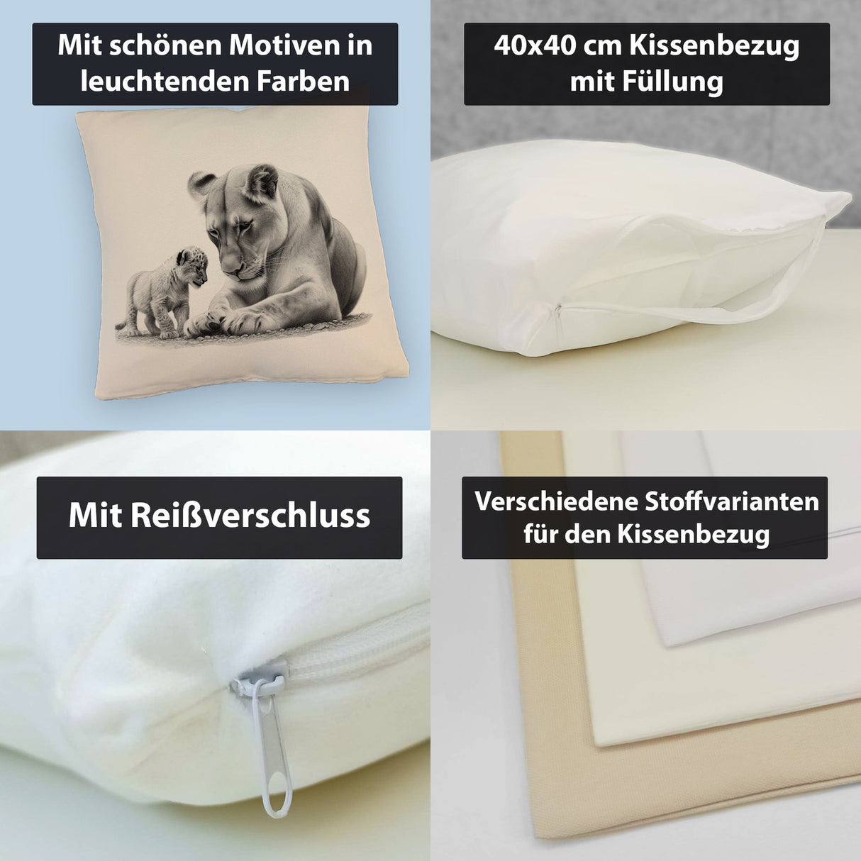Liegende Löwin mit Babylöwe Kissen