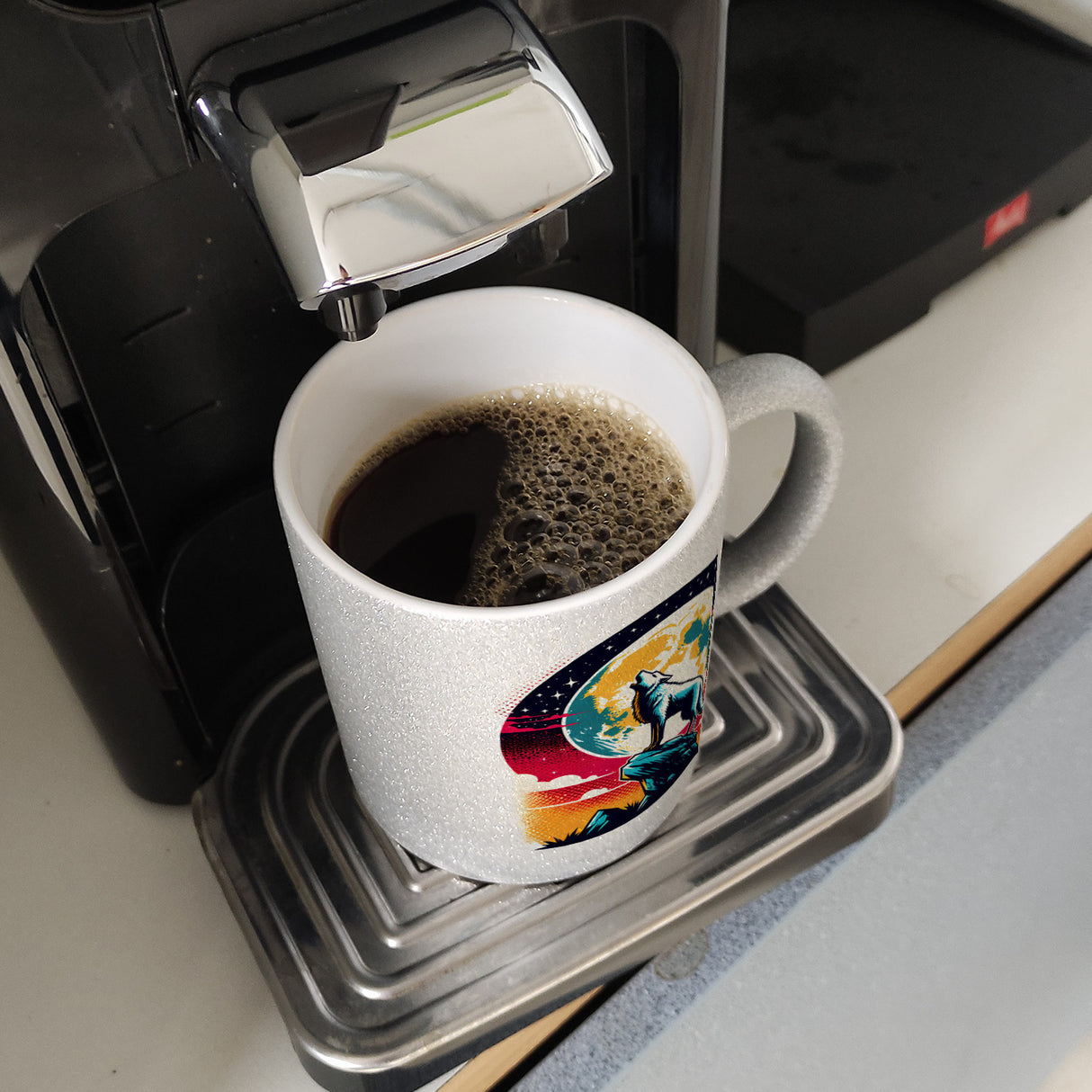 Wolf Vollmond Kaffeebecher