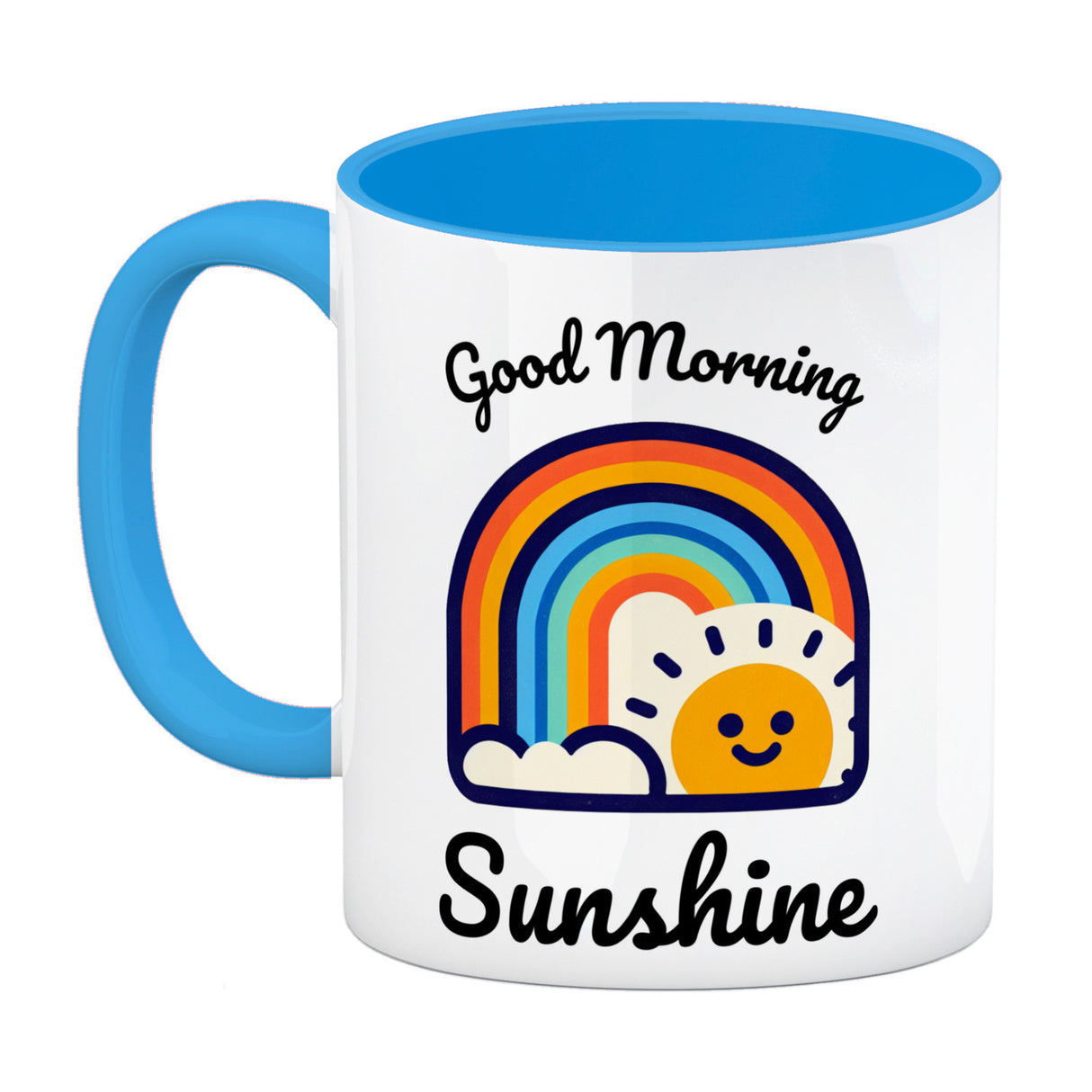 Regenbogen und Sonne Kaffeebecher mit Spruch Good Morning Sunshine