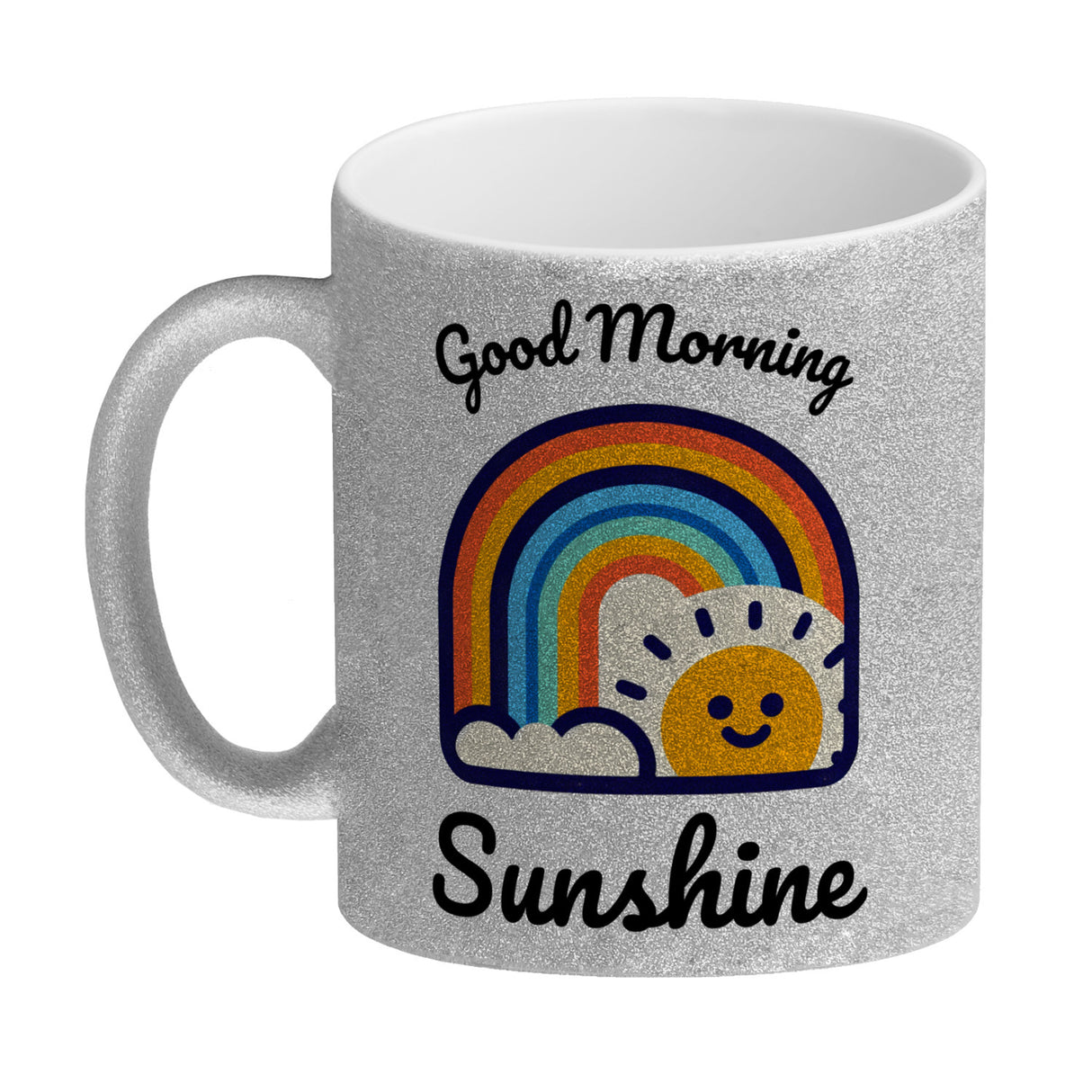Regenbogen und Sonne Kaffeebecher mit Spruch Good Morning Sunshine