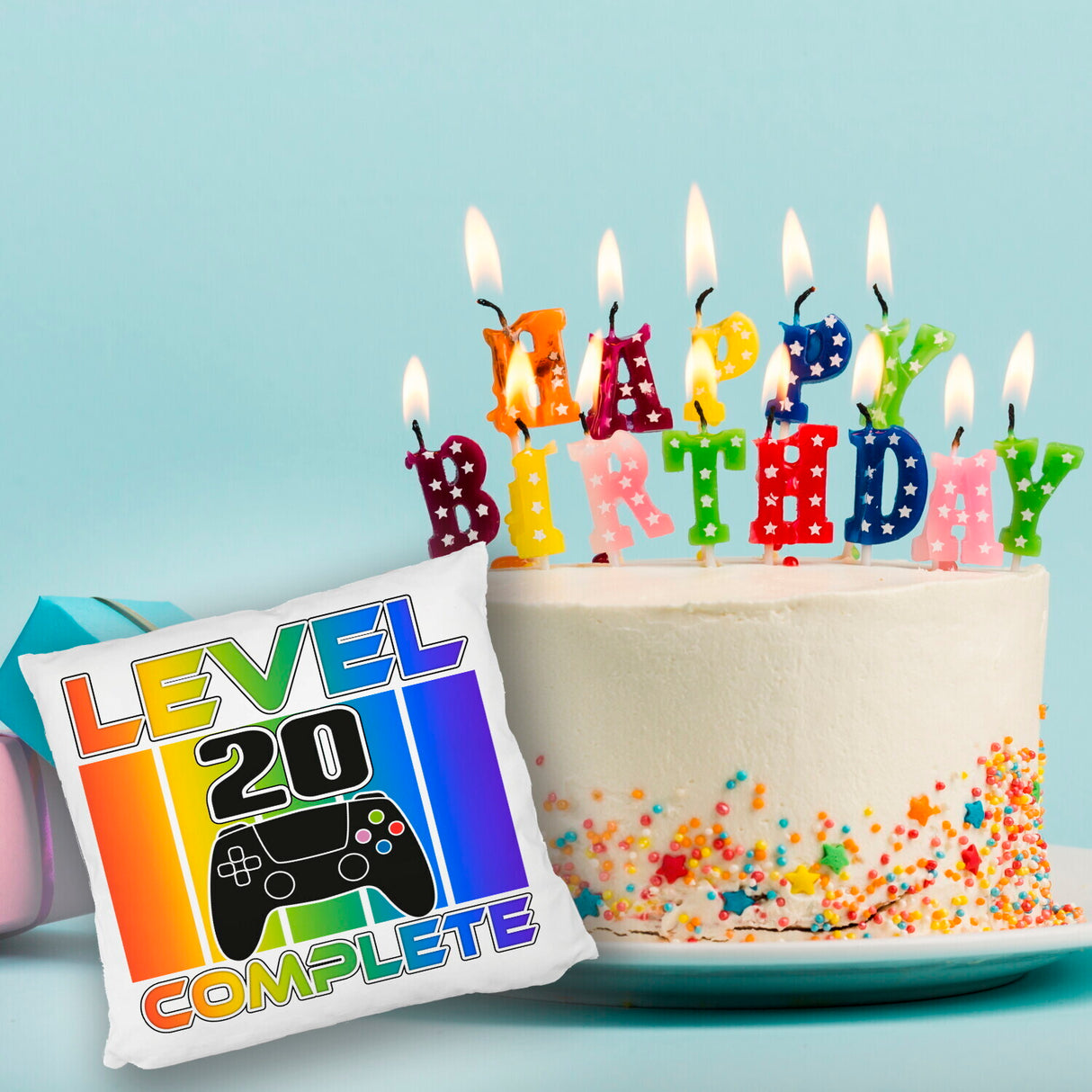 20. Geburtstag Gamer Kissen mit Spruch Level 20 complete