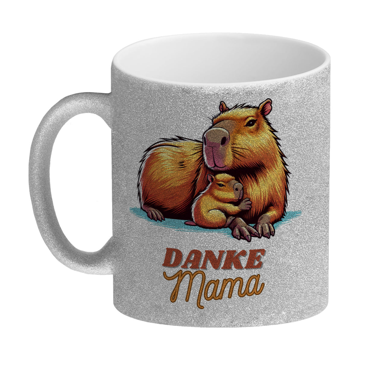 Capybara Mama und Kind Kaffeebecher mit Spruch Danke Mama