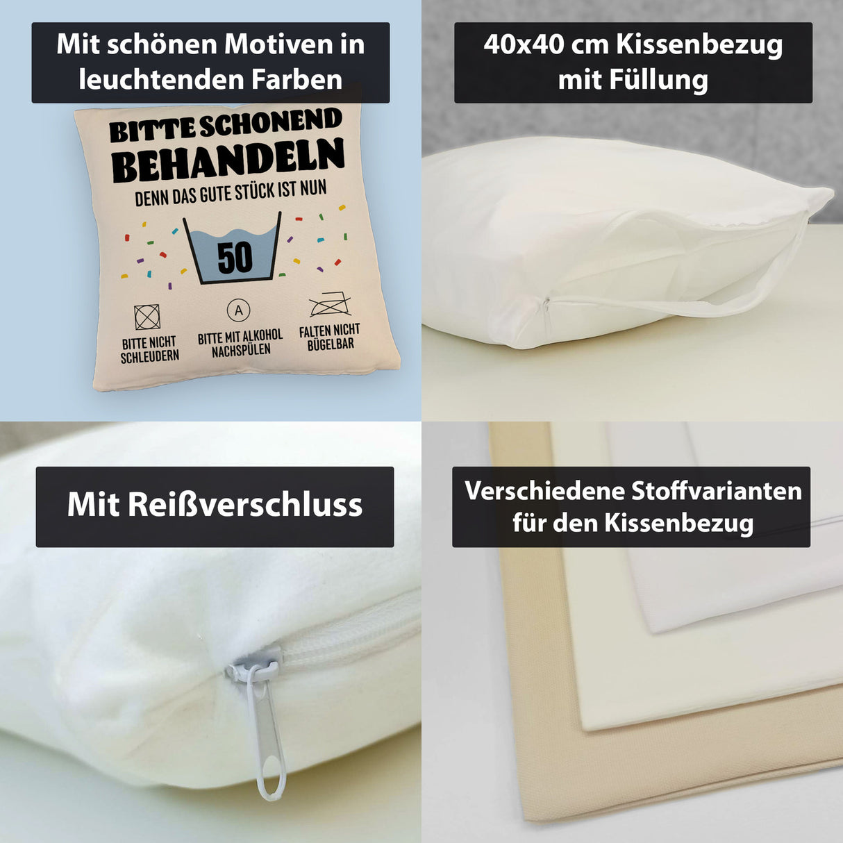 Bitte schonend behandeln - 50. Geburtstag Kissen