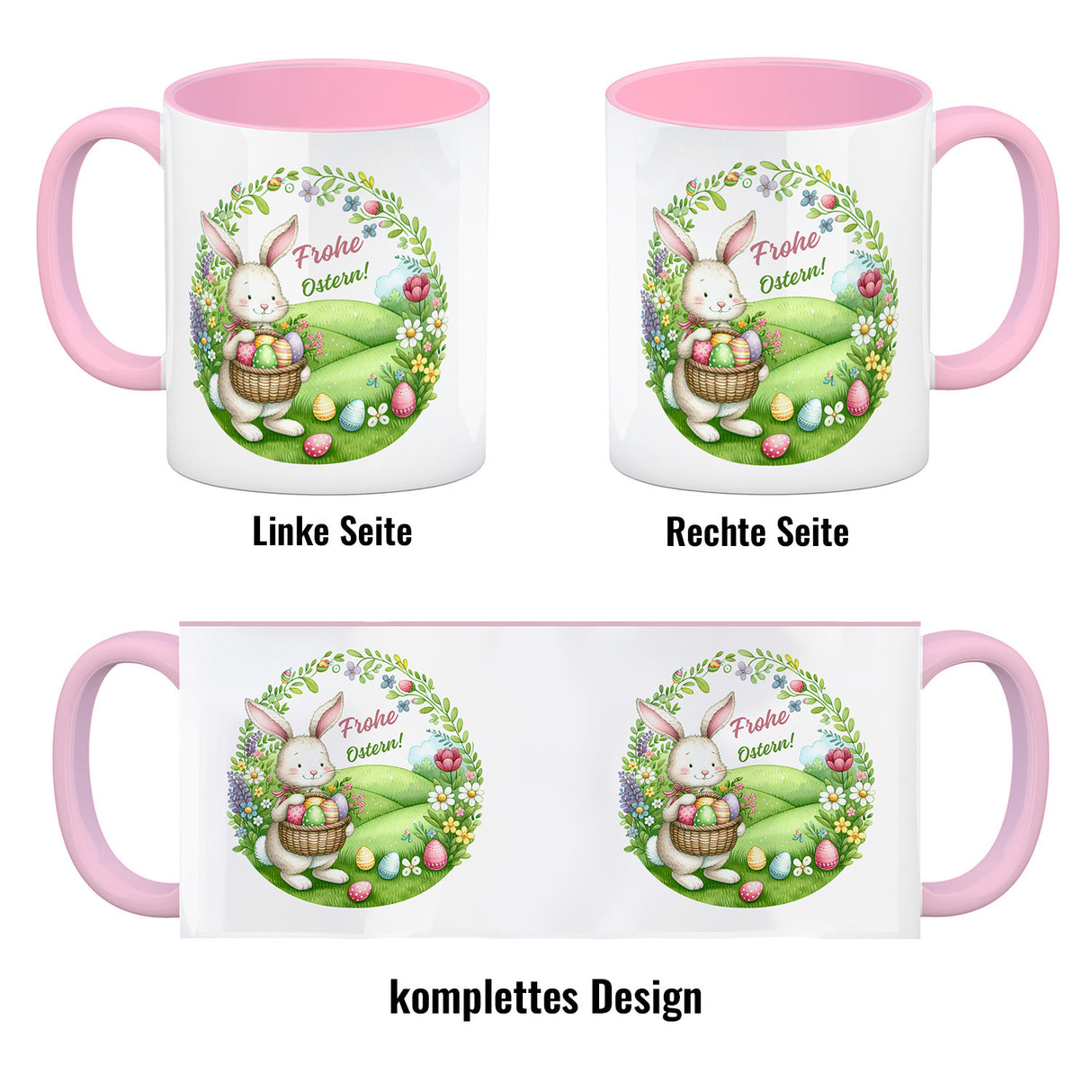 Osterhase Kaffeebecher mit Spruch Frohe Ostern