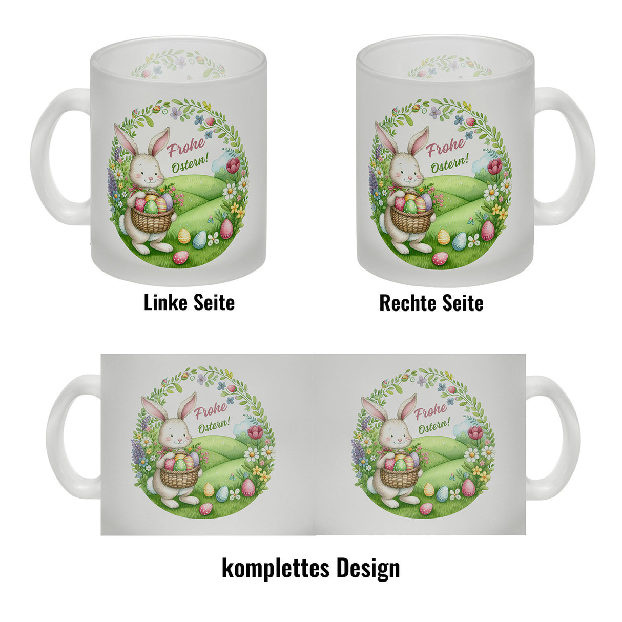 Osterhase Kaffeebecher mit Spruch Frohe Ostern