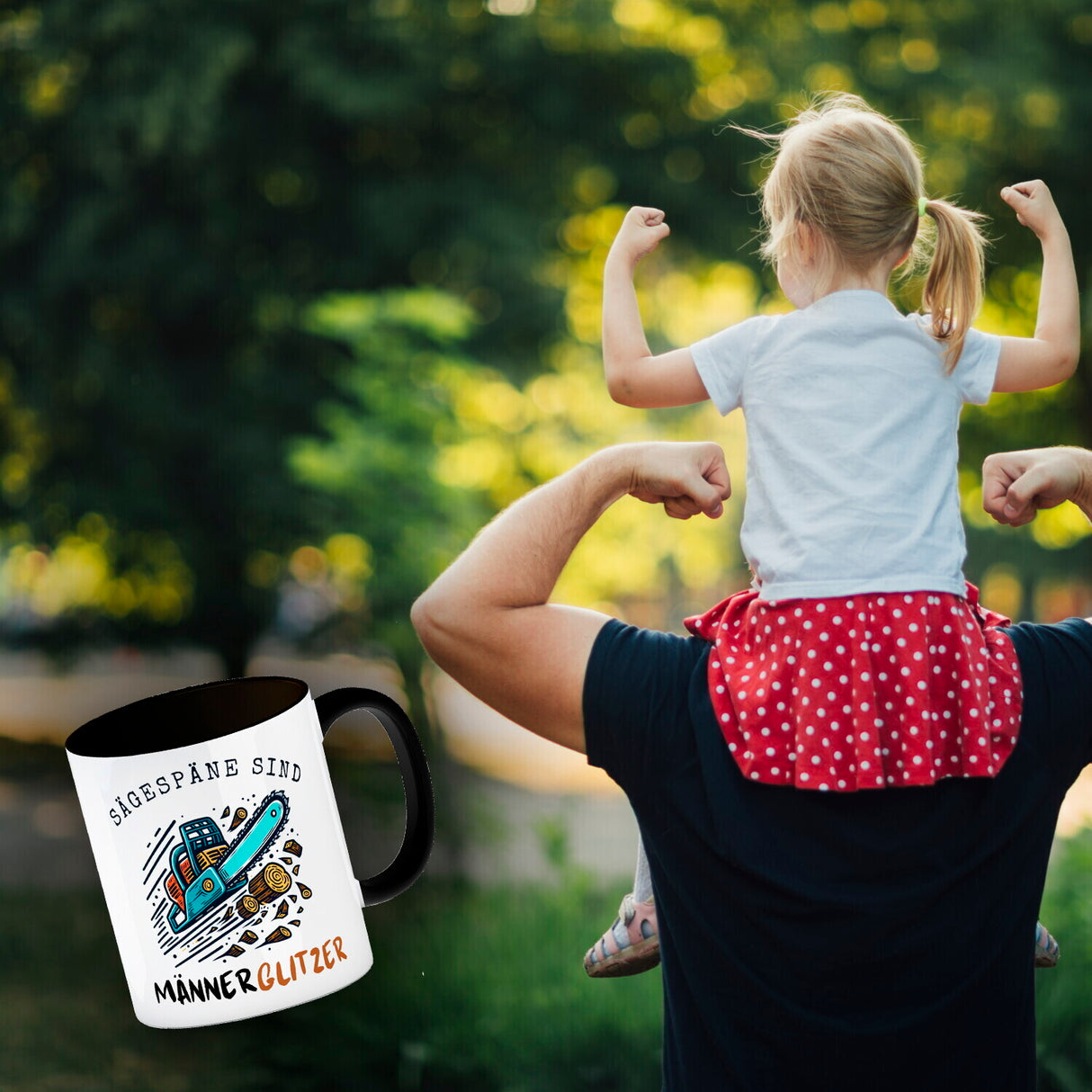 Kettensäge Kaffeebecher mit Spruch Sägespäne sind Männerglitzer