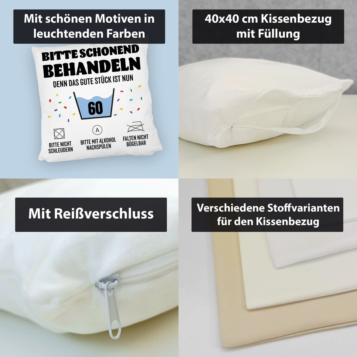 Bitte schonend behandeln - 60. Geburtstag Kissen