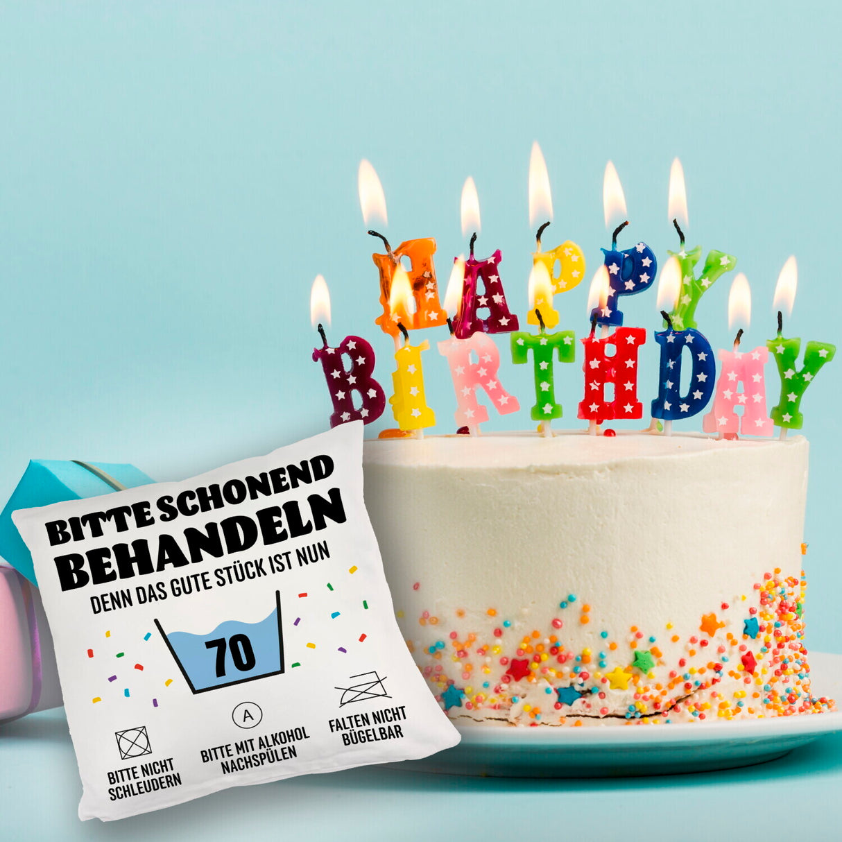 Bitte schonend behandeln - 70. Geburtstag Kissen
