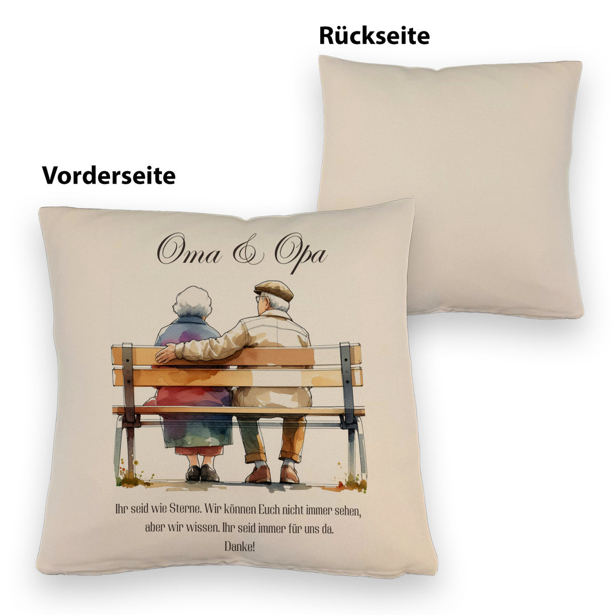 Oma und Opa auf Bank Kissen