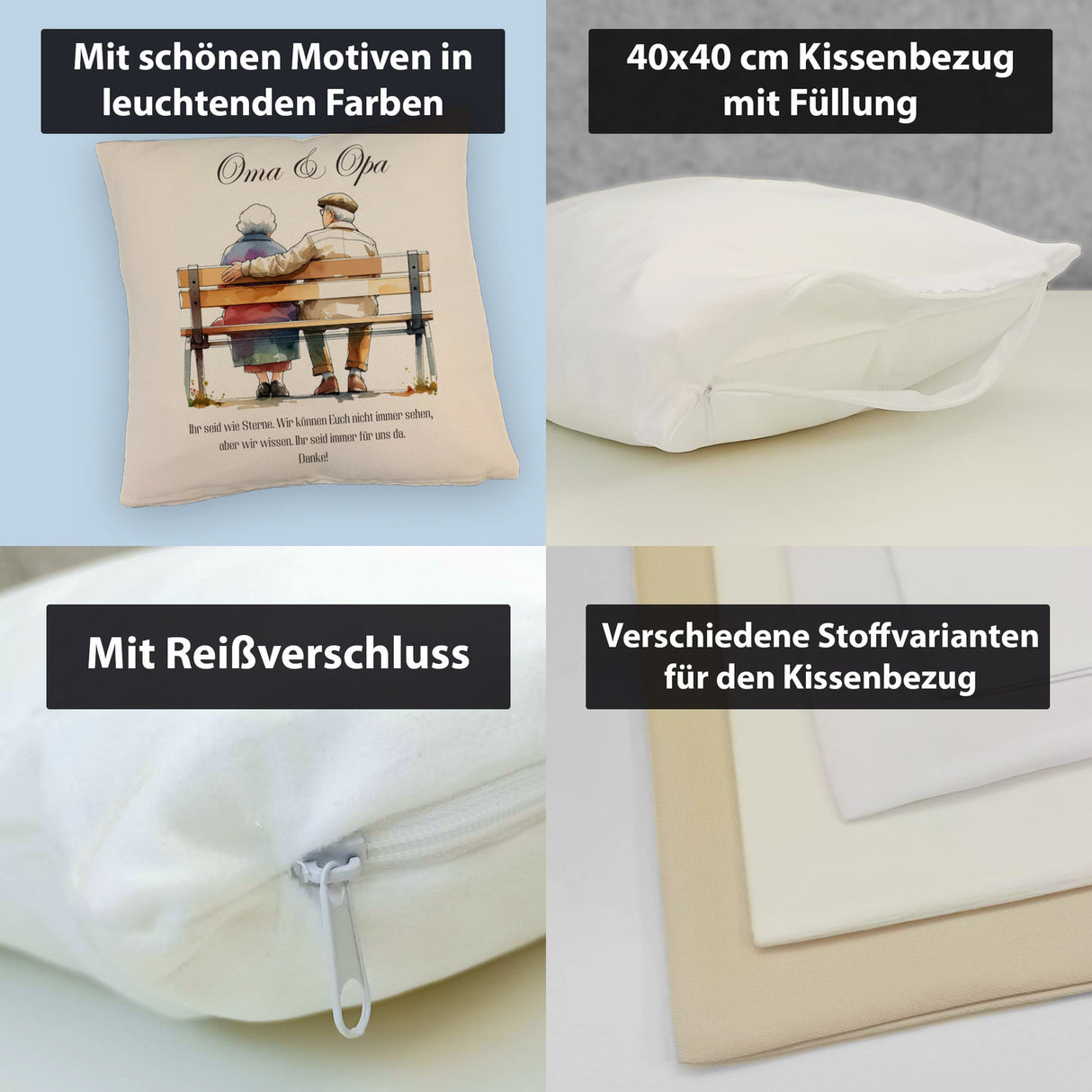 Oma und Opa auf Bank Kissen