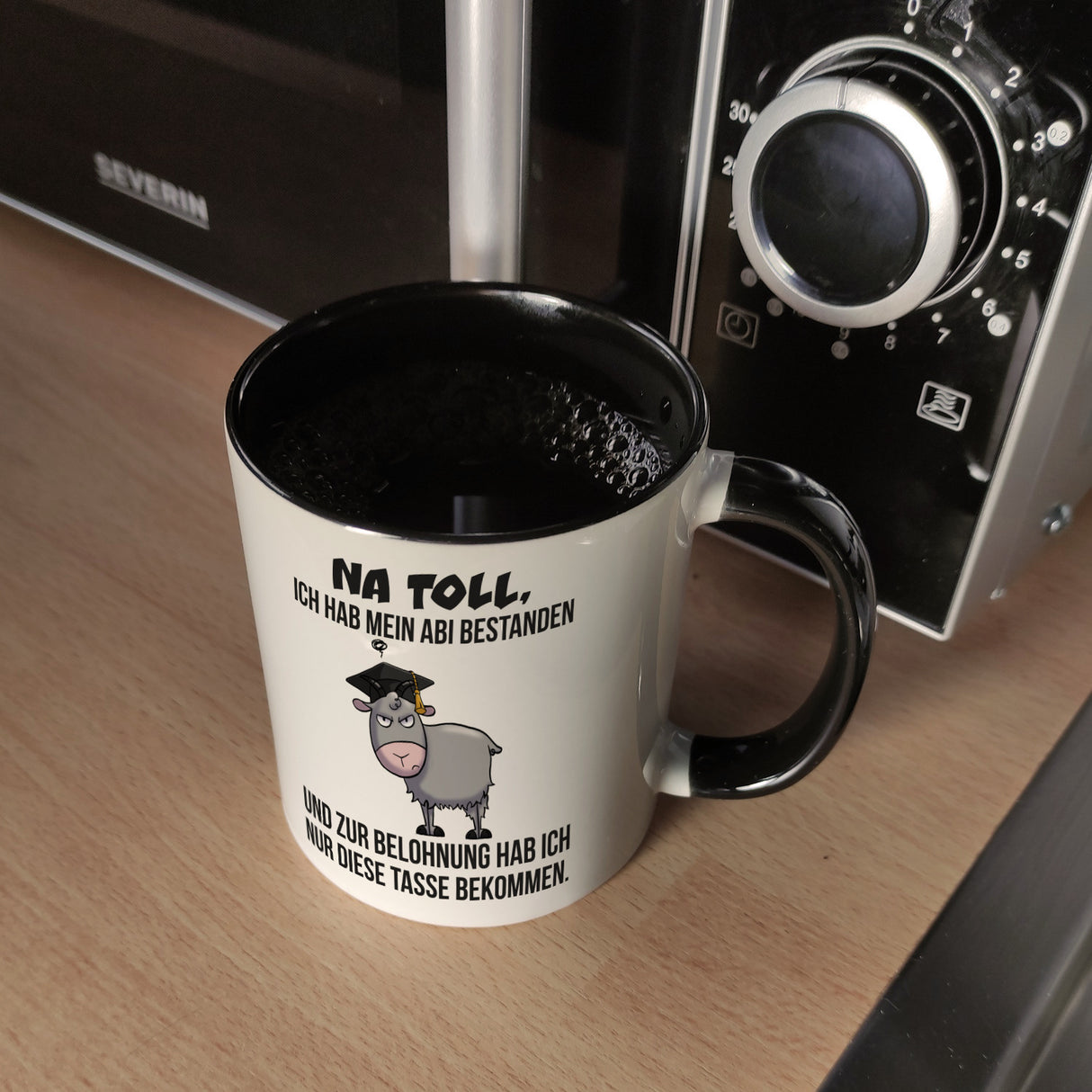 Zickige Ziege Abitur Kaffeebecher mit Spruch Abi bestanden