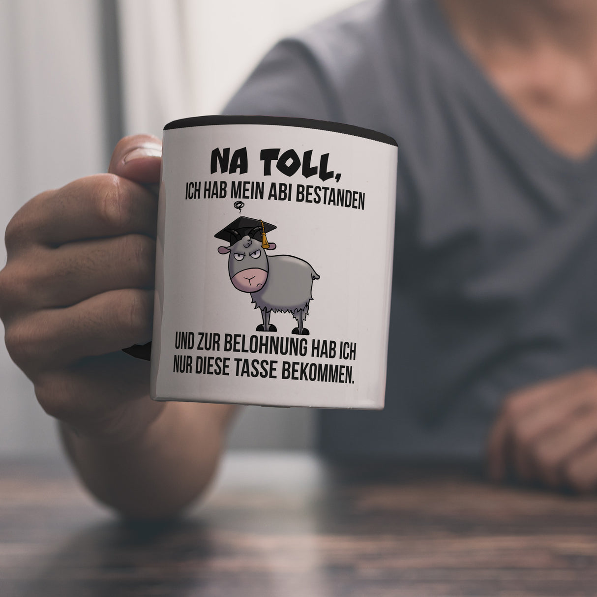 Zickige Ziege Abitur Kaffeebecher mit Spruch Abi bestanden