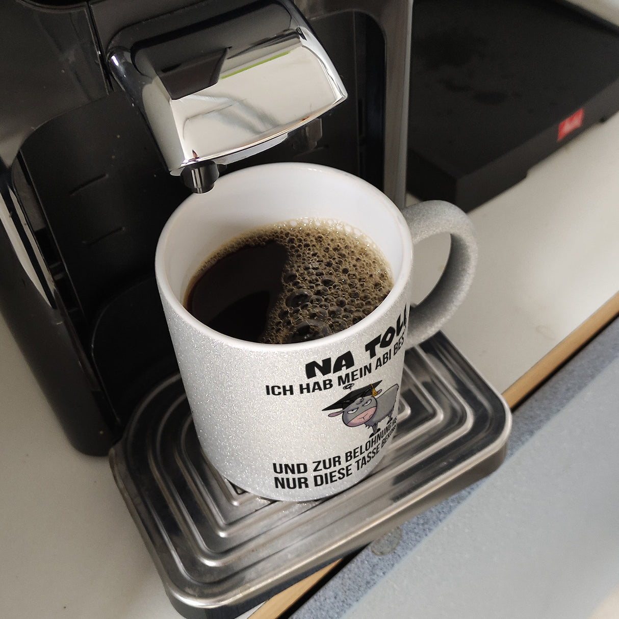 Zickige Ziege Abitur Kaffeebecher mit Spruch Abi bestanden
