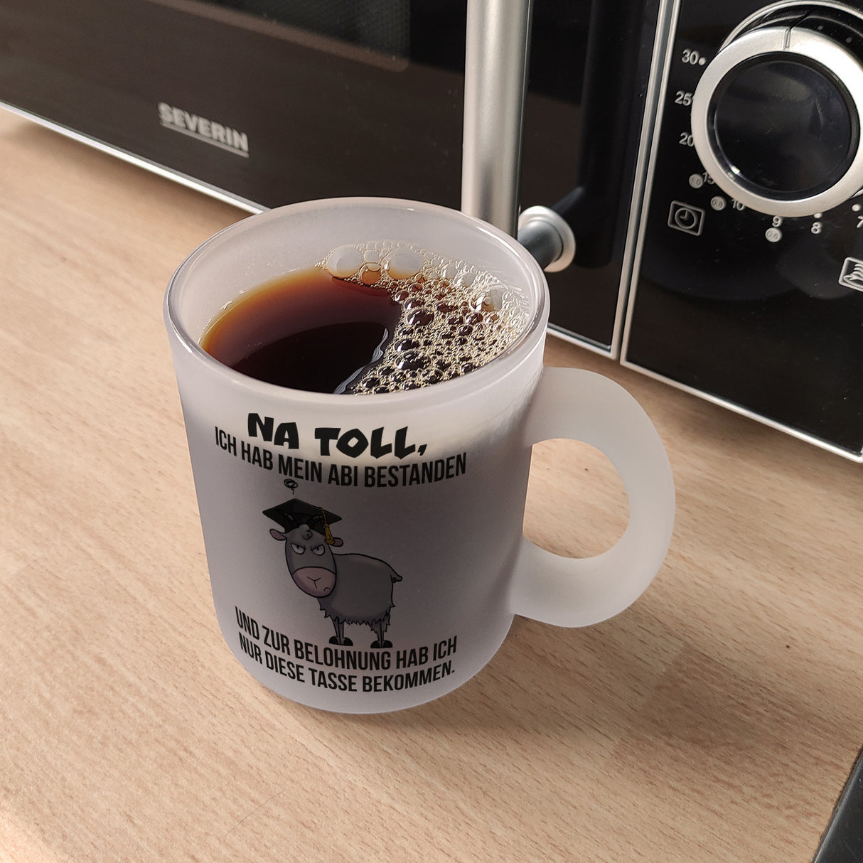 Zickige Ziege Abitur Kaffeebecher mit Spruch Abi bestanden
