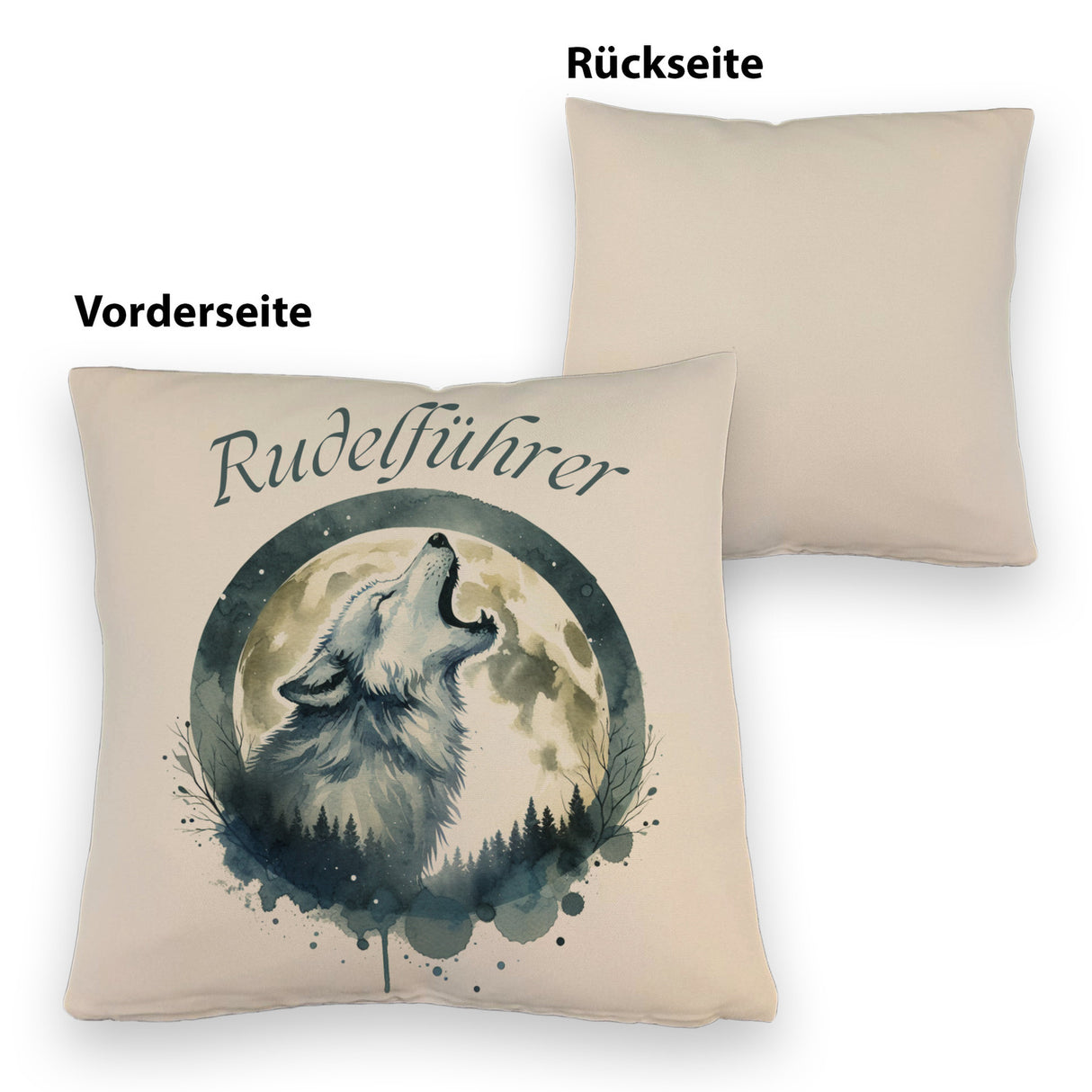 Wolf im Mondschein Rudelführer Kissen