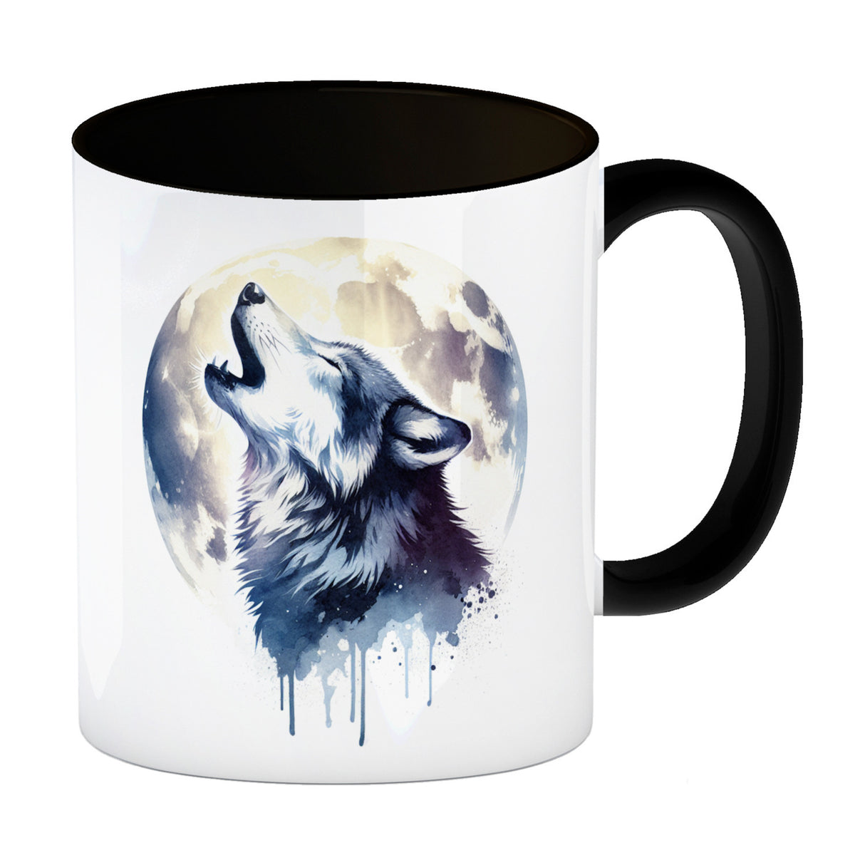 Wolf im Mondschein Kaffeebecher