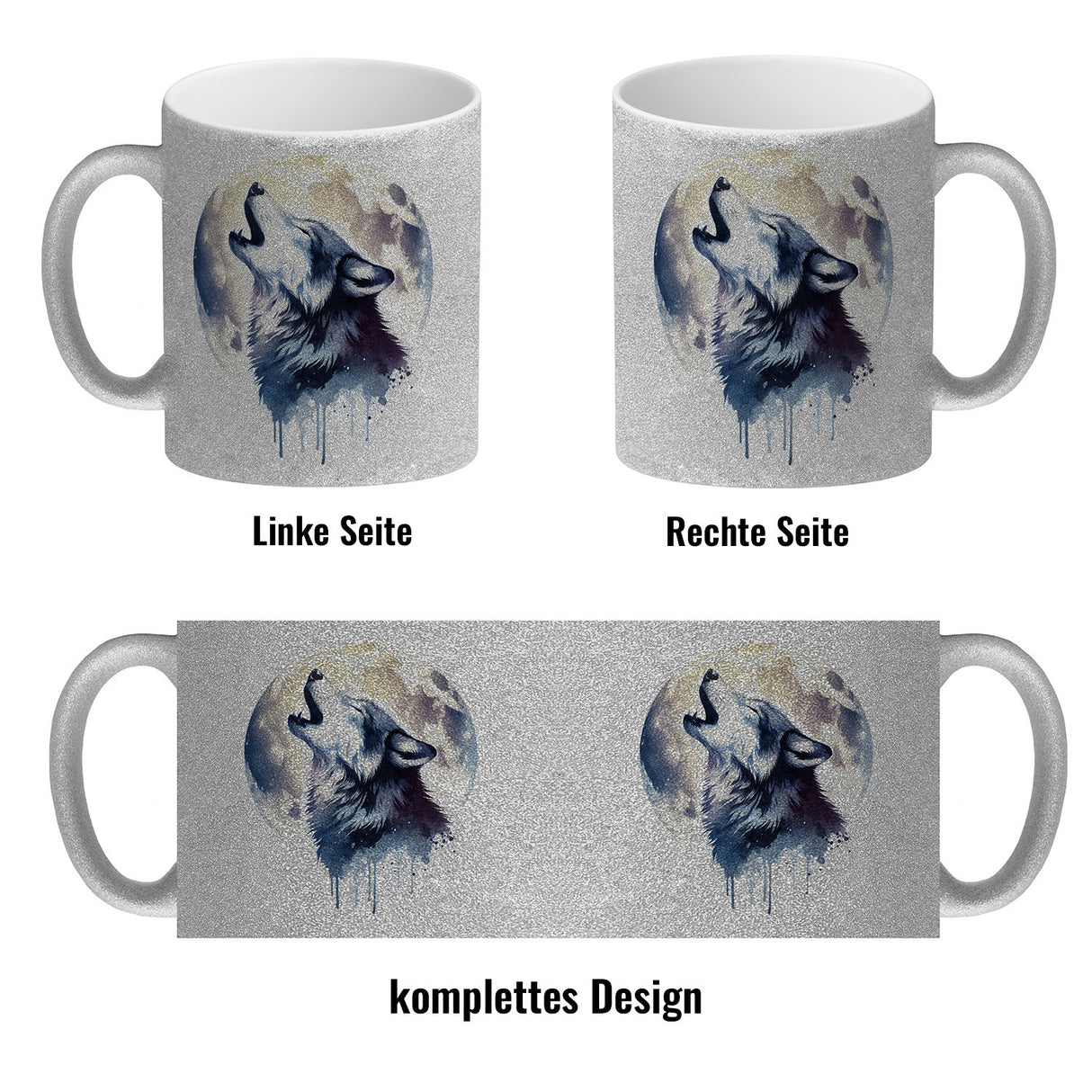Wolf im Mondschein Kaffeebecher