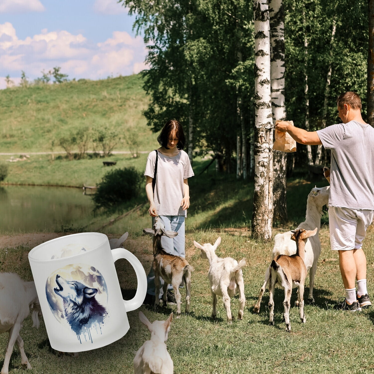 Wolf im Mondschein Kaffeebecher