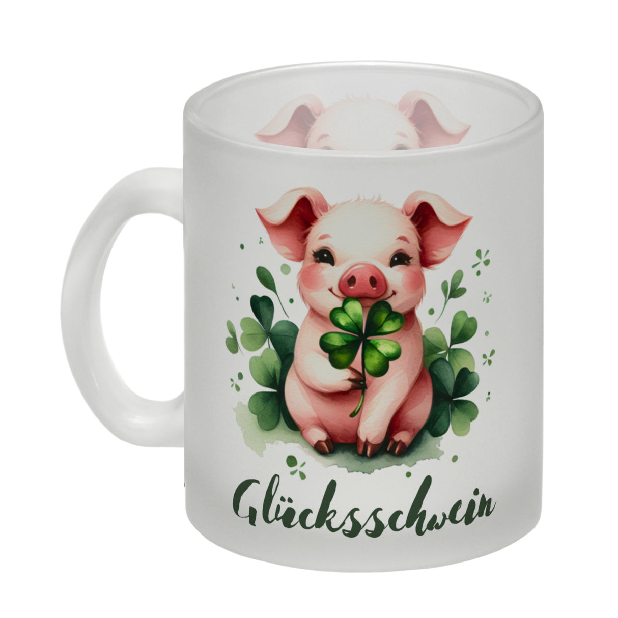 Glücksschwein mit Kleeblatt Kaffeebecher