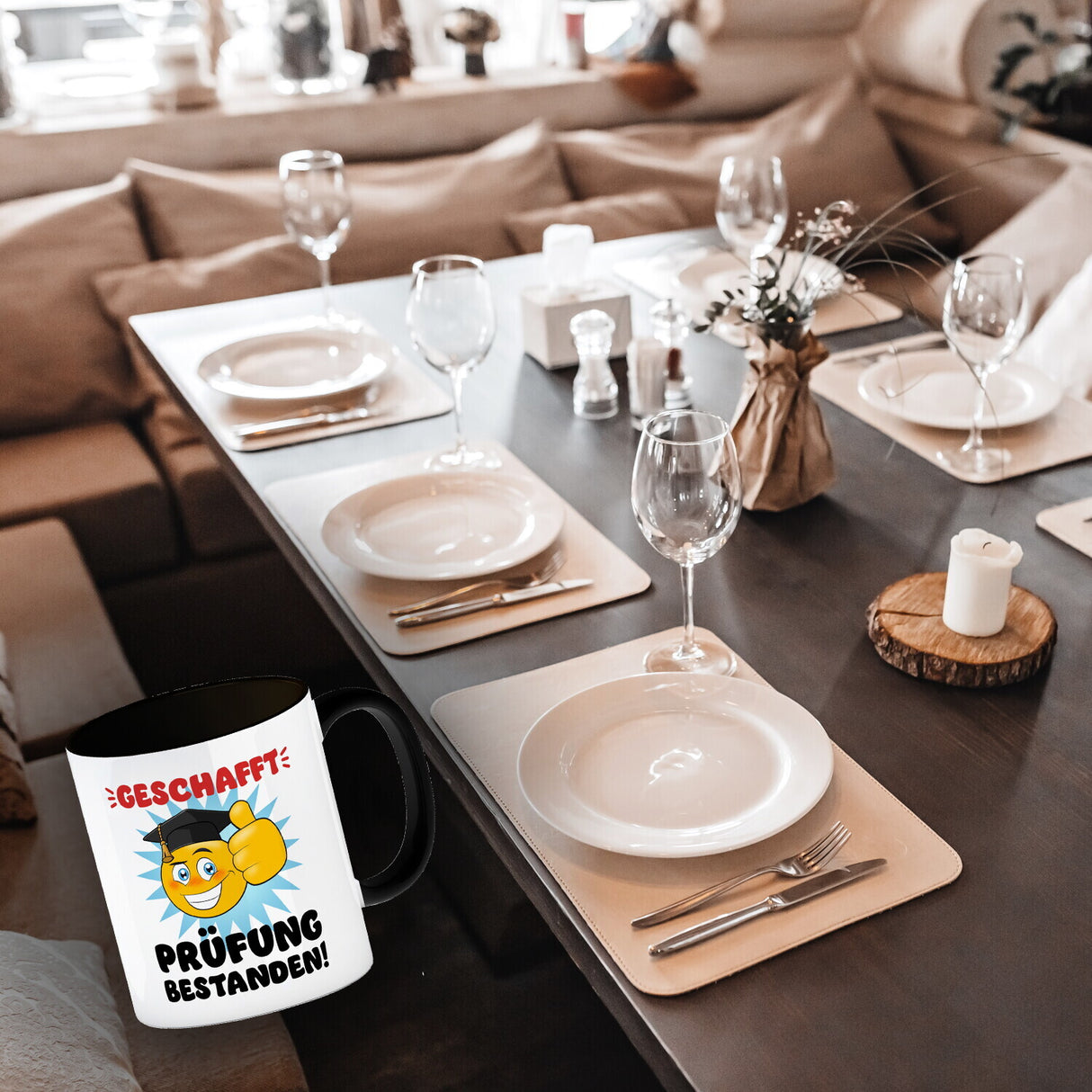 Prüfung bestanden Kaffeebecher mit Spruch Geschafft Prüfung bestanden