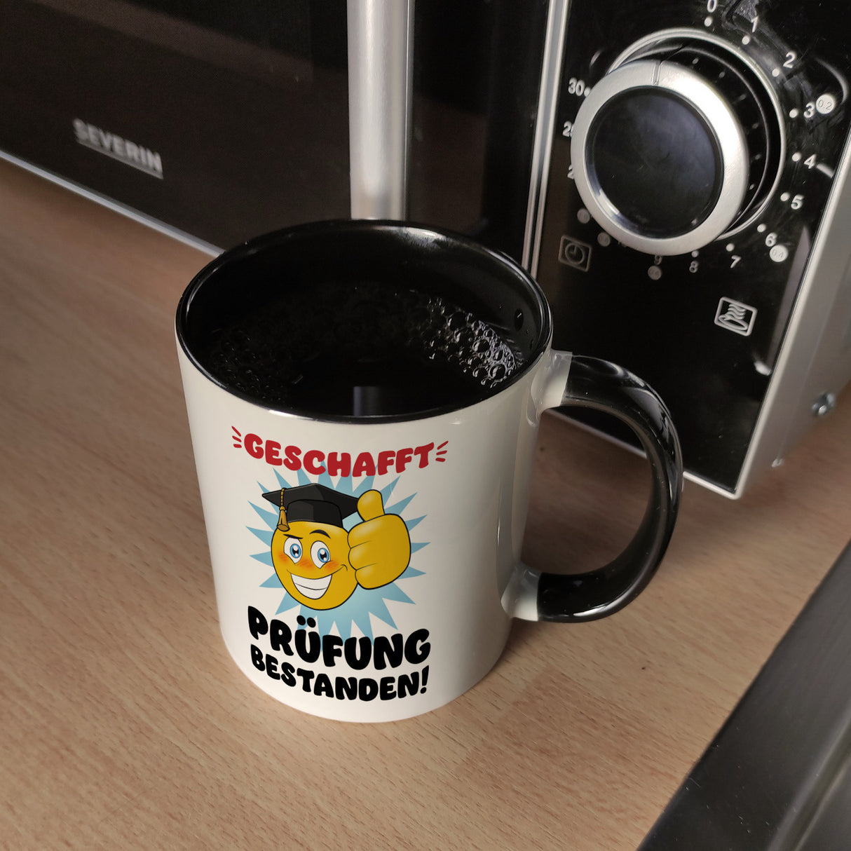 Prüfung bestanden Kaffeebecher mit Spruch Geschafft Prüfung bestanden