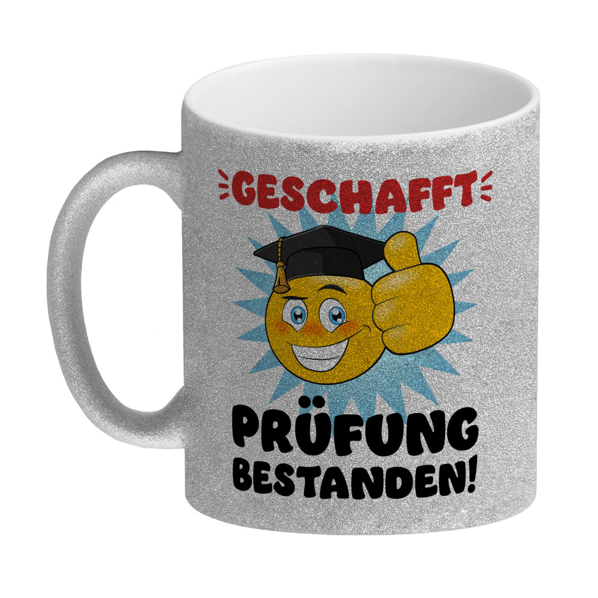 Prüfung bestanden Kaffeebecher mit Spruch Geschafft Prüfung bestanden