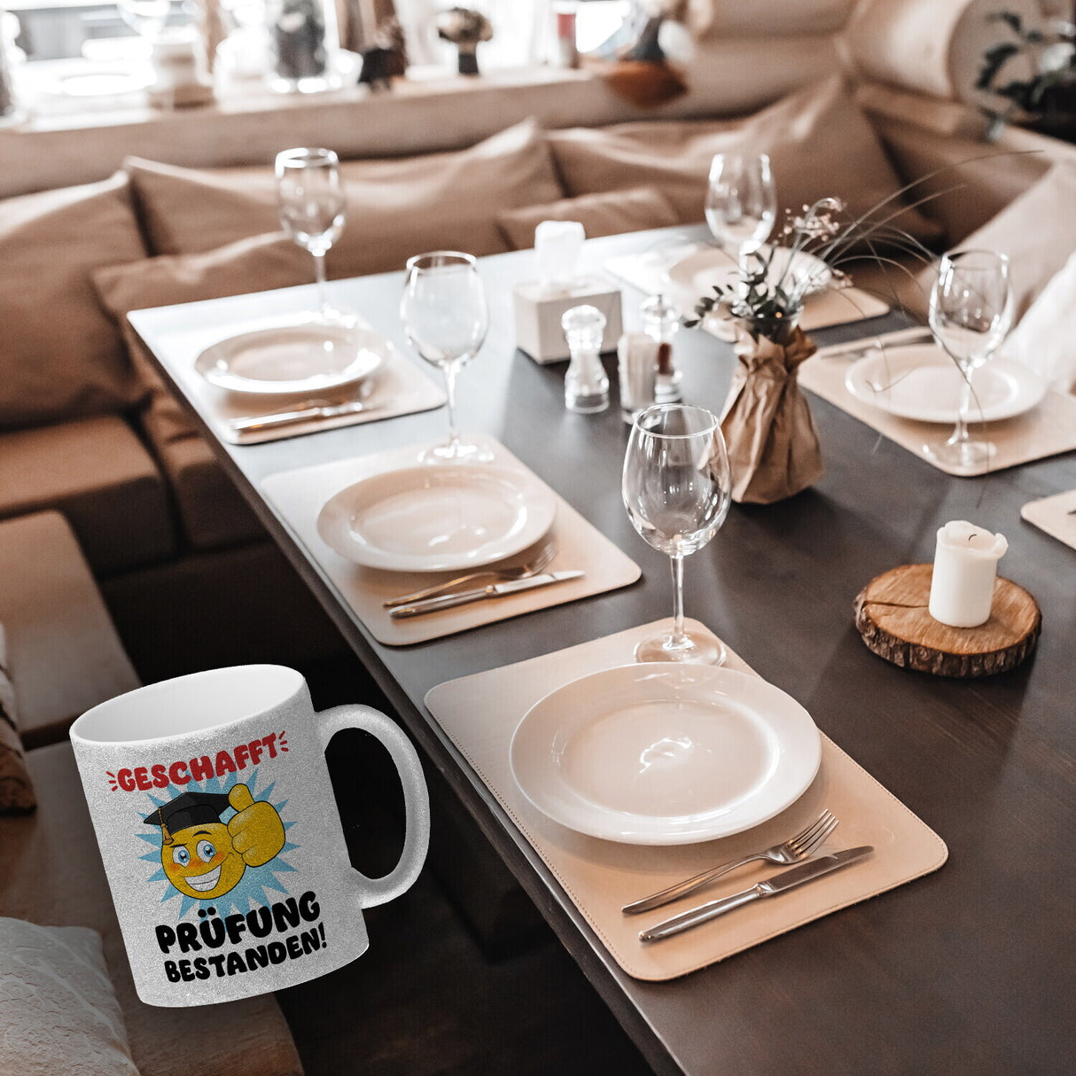 Prüfung bestanden Kaffeebecher mit Spruch Geschafft Prüfung bestanden