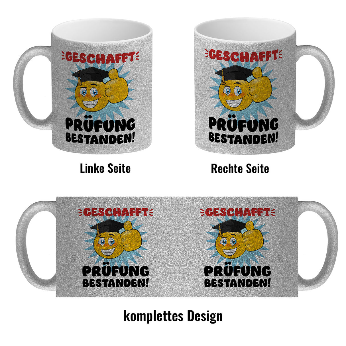 Prüfung bestanden Kaffeebecher mit Spruch Geschafft Prüfung bestanden